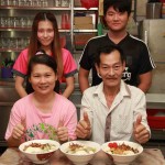 HUSBAND & WIFE WITH FAMILY PRESENTING THEIR VERY EXOTIC AND 'GIANT SIZE' MEE HUN KUEY UNDER BIG TREE IN JOHOR BAHRU